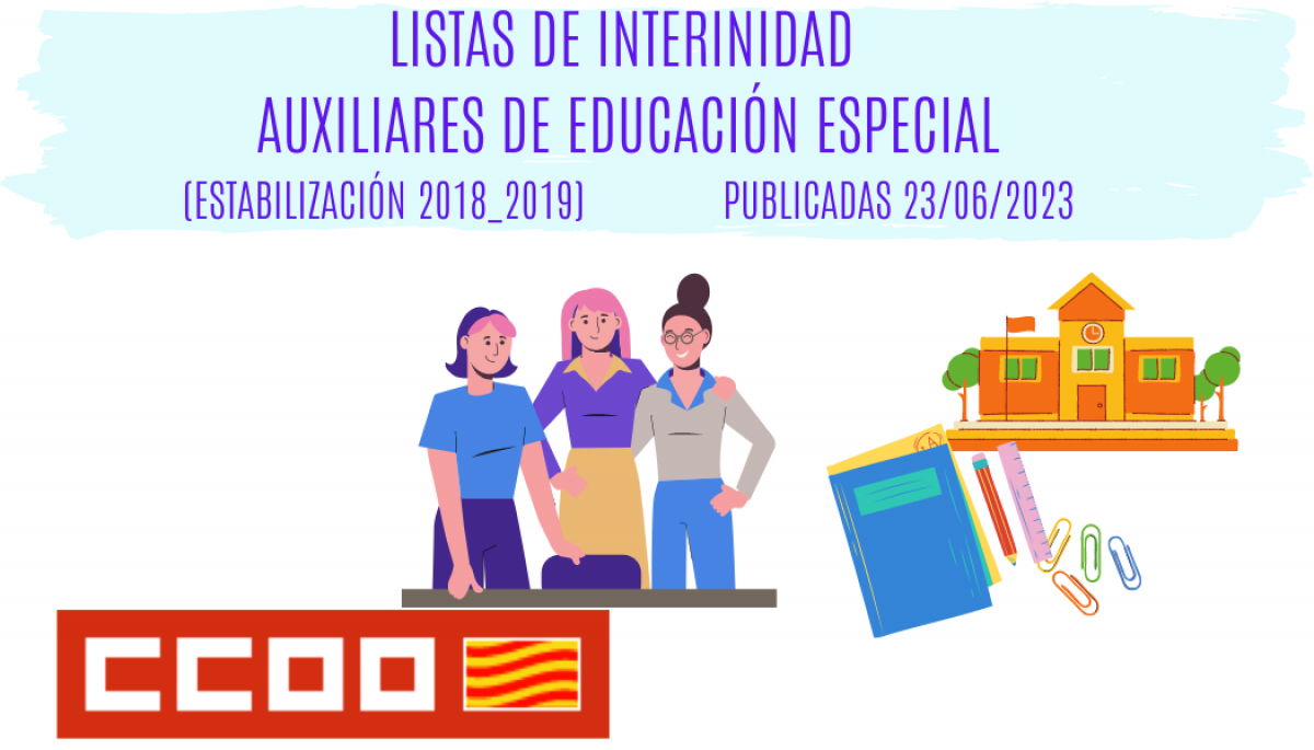 LISTAS DE INTERINIDAD AUXILIARES DE EDUCACIN ESPECIAL (ESTABILIZACIN 2018_2019) PUBLICADAS 23/06/2023
