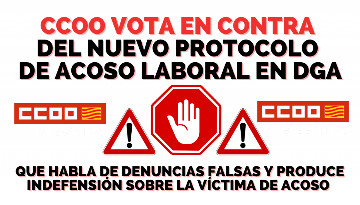 ccoo vota en contra protoclo acoso laboral violencia interna